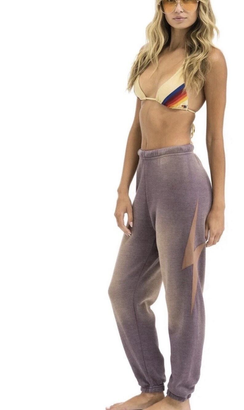 Aviator Nation Faded Bolt Sweatpants Size Small Mocha
